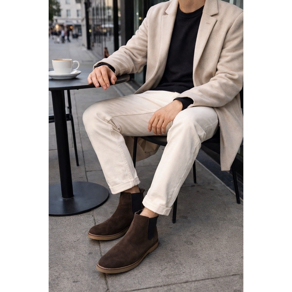 ZARA Brown Boots Men‎ 43 US 10 Suede Chelsea Pull On Casual Minimalist